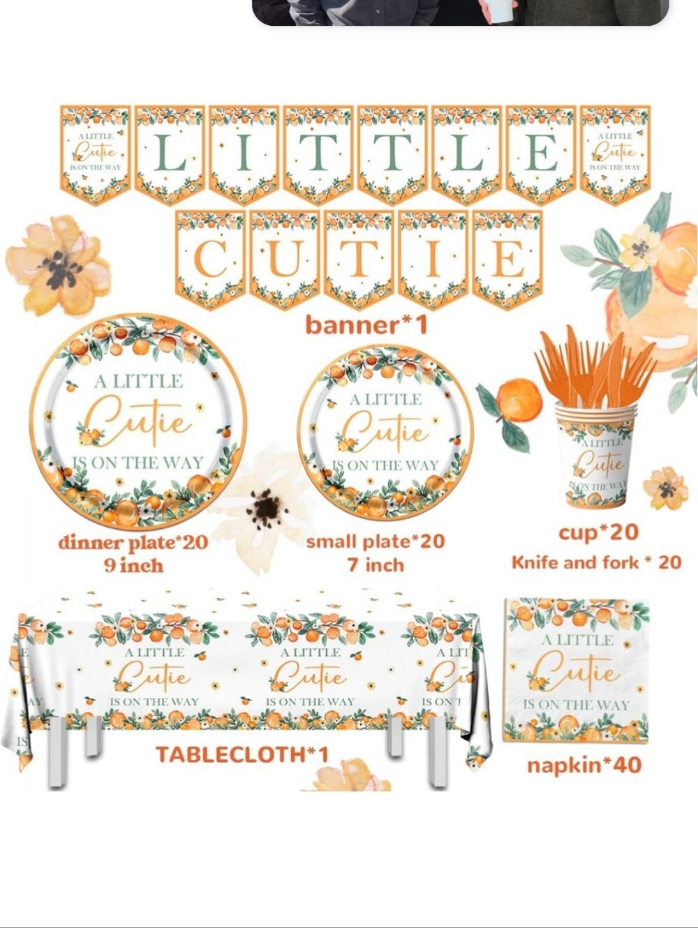 Amazon Little Cutie Orange Babyshower Decorations New Paper Plates 142 Pc